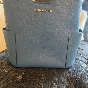 Michael Kors  Blue Leather Tote with tan jangle- 2 options
